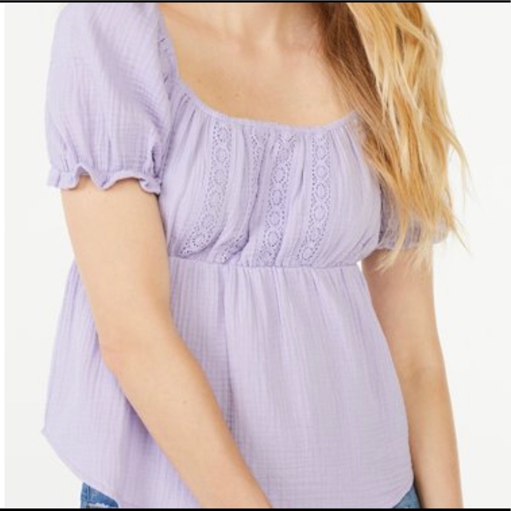 Puff Sleeve Cottagecore Empire Peasant Lavender Top